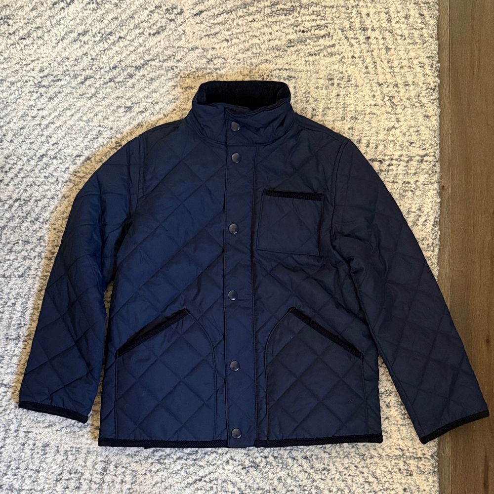 J. Crew Kids Boys Quilted Navy Blue Jacket Coat